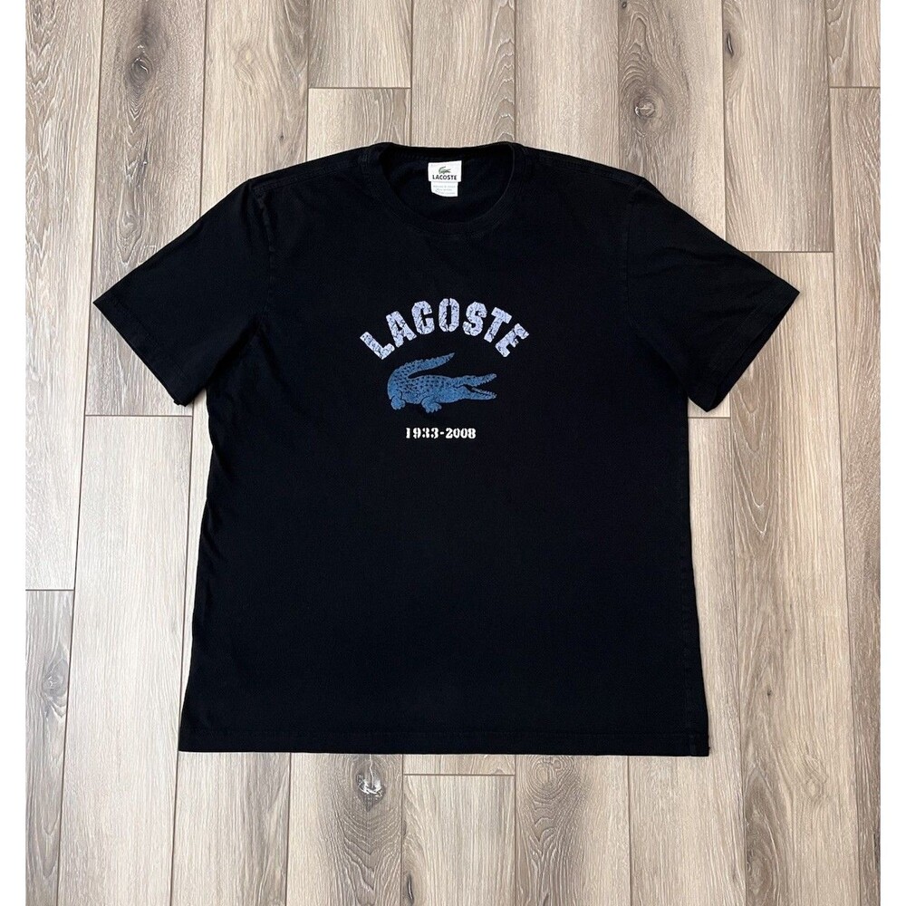 Lacoste Sport Men’s Short Sleeve Tee Sz 7 XXL Black Short Sleeve Alligator Logo